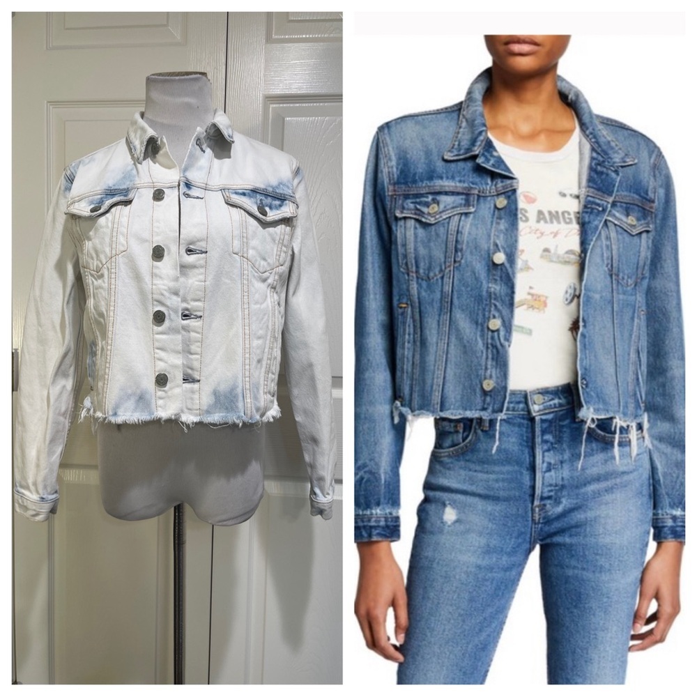 GRLFRND CARA RAW HEM DENIM JACKET - sad eyes